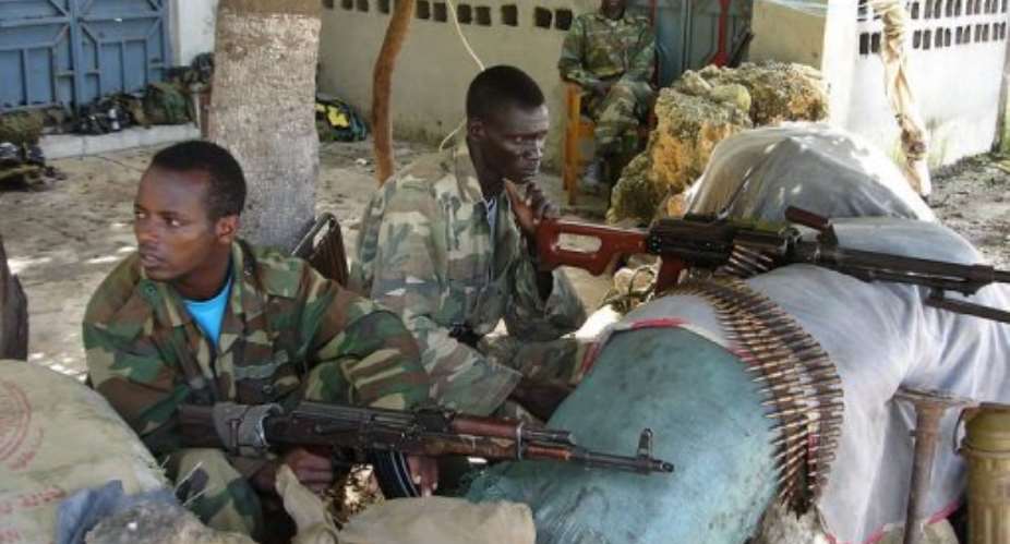 Ethiopian soldiers man a position in Mogadishu.  By Stringer (AFP/File)