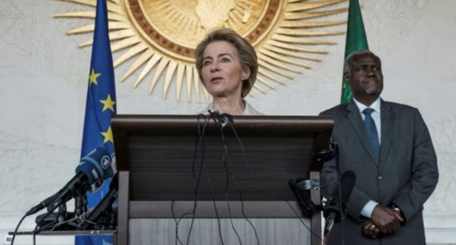 European Commission president Ursula von der Leyen in Ethiopia's capital Addis Ababa, her first trip outside Europe since being appointed.  By EDUARDO SOTERAS AFP