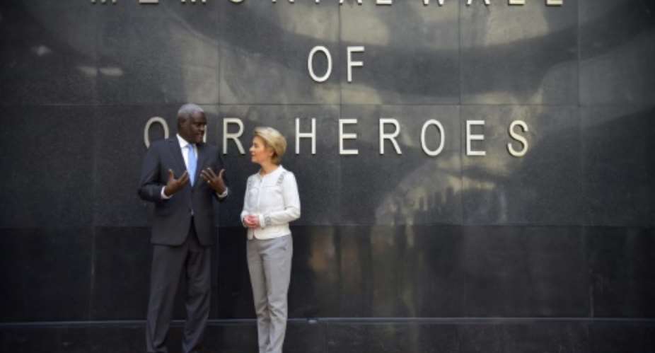 European Commission President Ursula von der Leyen (R) met with African Union Commission Chairman Moussa Faki Mahamat in the Ethiopian capital.  By MICHAEL TEWELDE (AFP)
