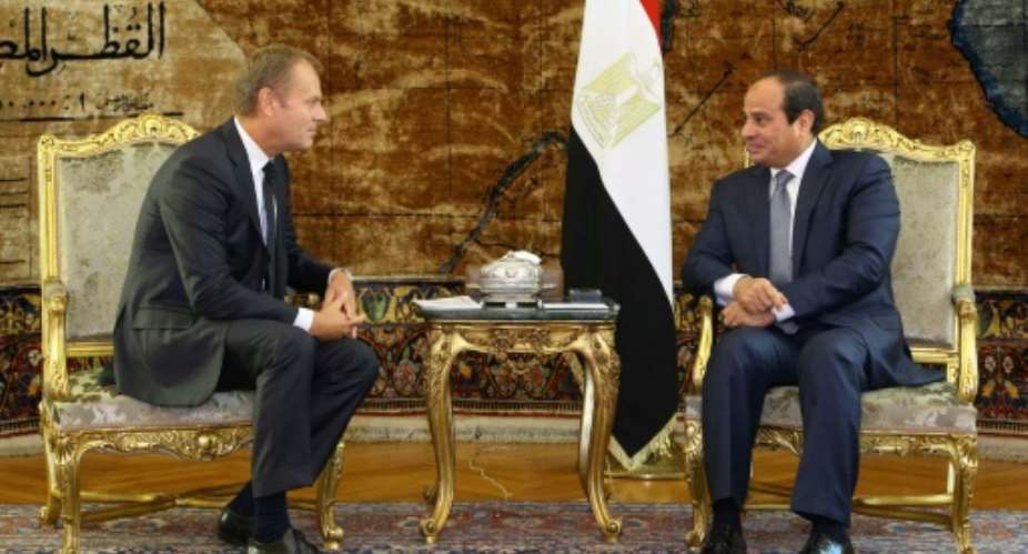 European Council President Donald Tusk and Egypt's leader Abdel Fattah al-Sisi will be among leaders meeting Sunday for the first Arab-EU summit aimed at boosting cooperation.  By - EGYPTIAN PRESIDENCYAFPFile
