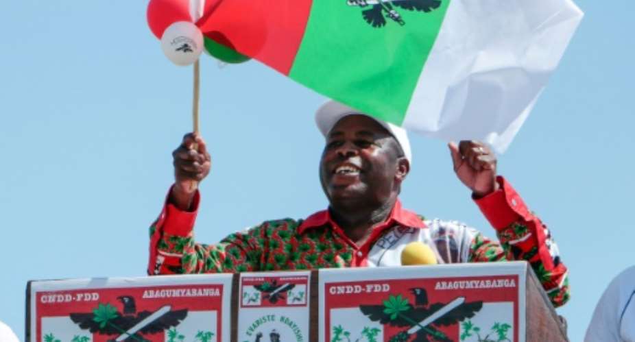 Evariste Ndayishimiye, seen here on the campaign trail, has been declared victor of Burundi's presidential elections.  By - AFP