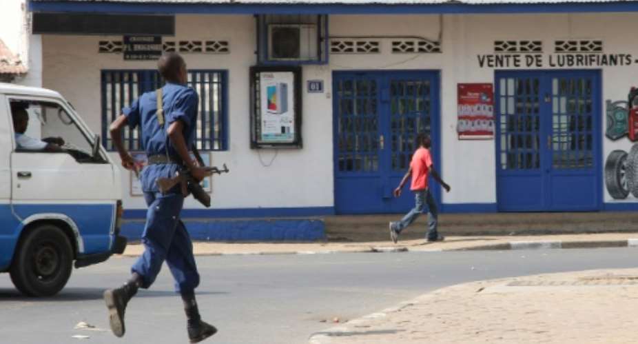 A police officer is pictured in the Burundian capital, Bujumbura.  By Landry Nshimiye AFPFile