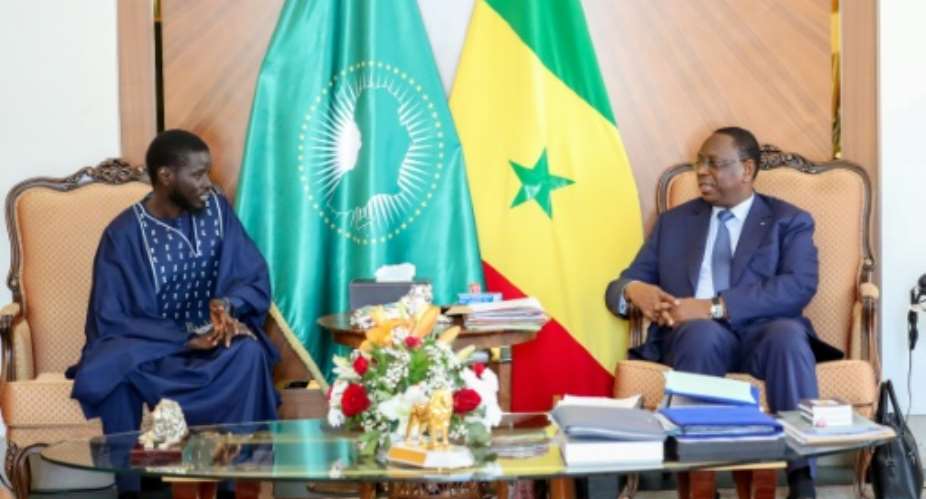 Faye left and Sall discussed 'the major issues for the state', the presidency said.  By - Senegalese PresidencyAFP