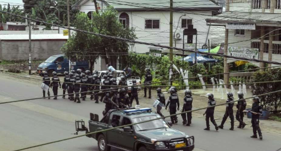 File picture of security forces in Buea, the capital of Southwest Region, after separatists declared an anglophone state on October 1 2017.  By STRINGER AFPFile
