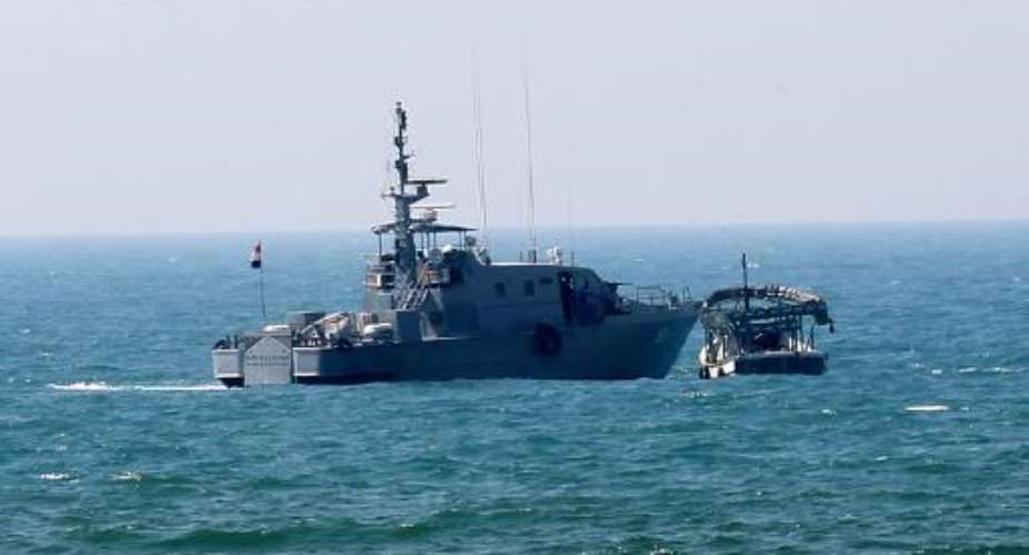 An Egyptian ship patrols in the Mediterranean.  By Said Khatib AFPFile
