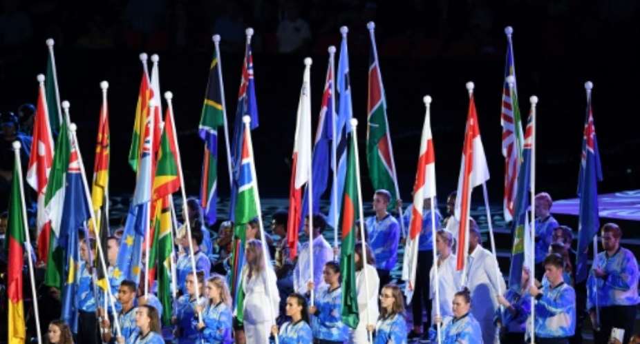 Flags of various countries are seen during the opening ceremony of the 2018 Gold Coast Commonwealth Games.  By Anthony WALLACE AFPFile