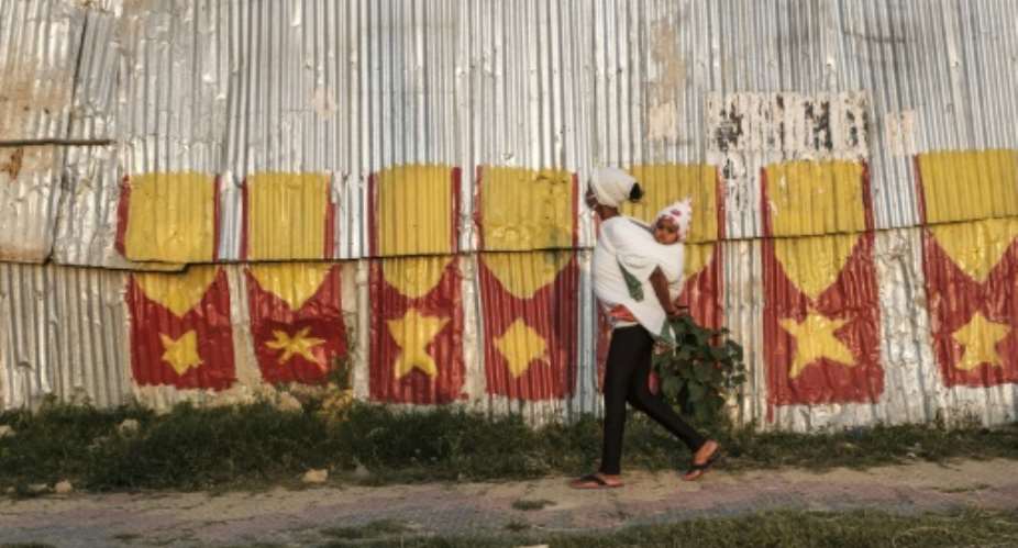 Flags: The city of Mekele prepares for the Tigray regional elections.  By EDUARDO SOTERAS AFP