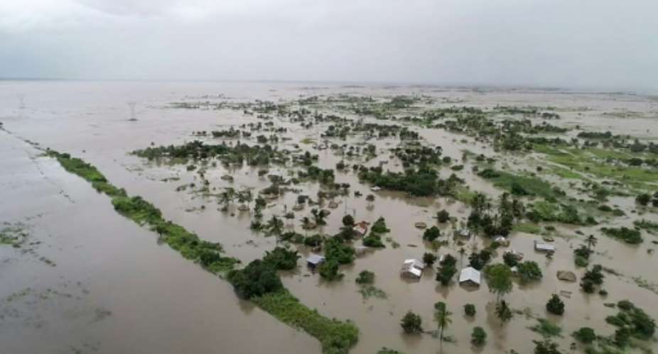 Flood zone: The land west of the city of Beira has been turned almost into an inland sea.  By Handout UN World Food ProgrammeAFP