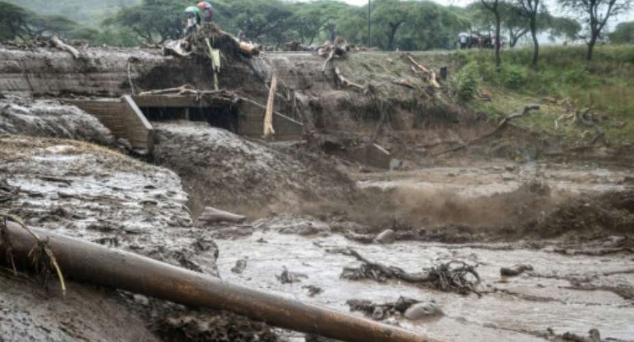 Flooding in Kenya late last year. Similarly deadly rainfall has returned, killing 194 people, the government says.  By STRINGER AFPFile