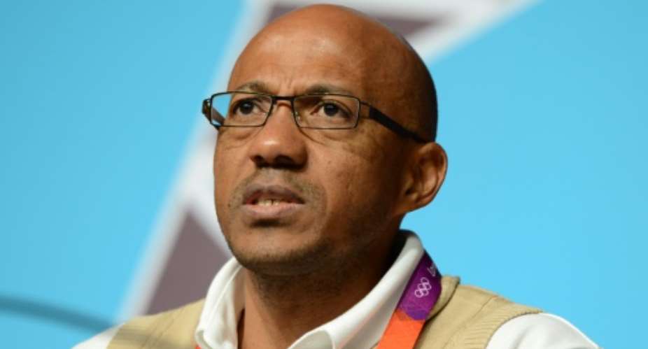 Former Olympic sprinter Frankie Fredericks of Namibia speaks during a press conference in the Main Press Center at the Olympic Park during the London 2012 Olympic Games in London on July 29, 2012.  By Findlay KEMBER (AFP/File)