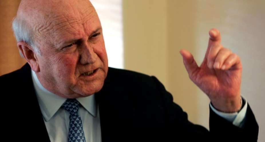 Former South African president FW de Klerk came to be seen as a symbol for the failure of white South Africa to acknowledge the full horrors of apartheid.  By GIANLUIGI GUERCIA AFPFile
