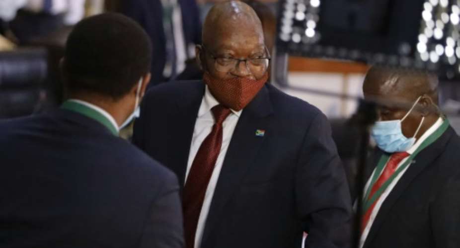 Former South African President Jacob Zuma C testified only once in the corruption hearings between staging a walkout in 2019.  By Guillem Sartorio AFP