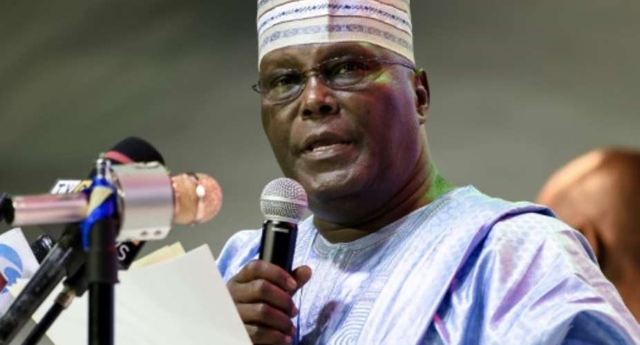 Former vice president Atiku Abubakar, a Muslim from Nigeria's north, was nominated last month as the main opposition party's candidate to challenge incumbent Muhammadu Bahari.  By PIUS UTOMI EKPEI AFP