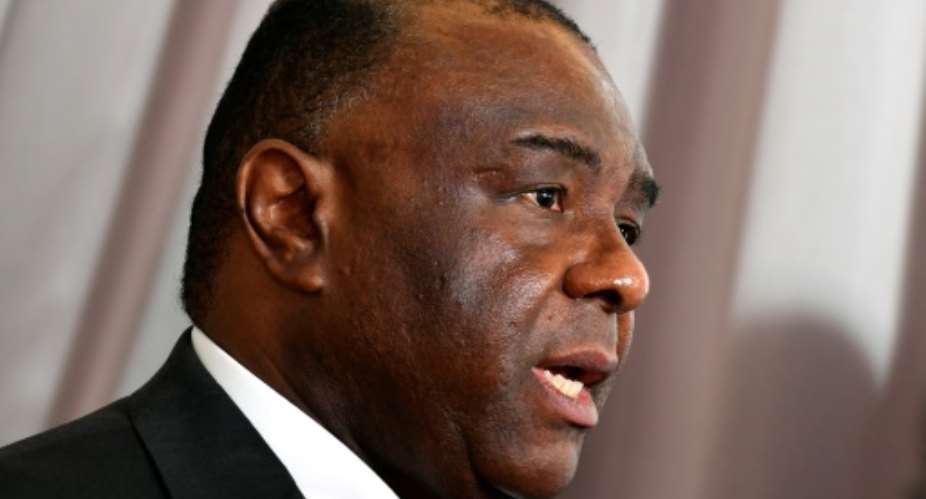 Former vice-president of Democratic Republic of Congo Jean-Pierre Bemba addresses media representatives during a press conference in Brussels on July 24, 2018.  By John THYS AFPFile