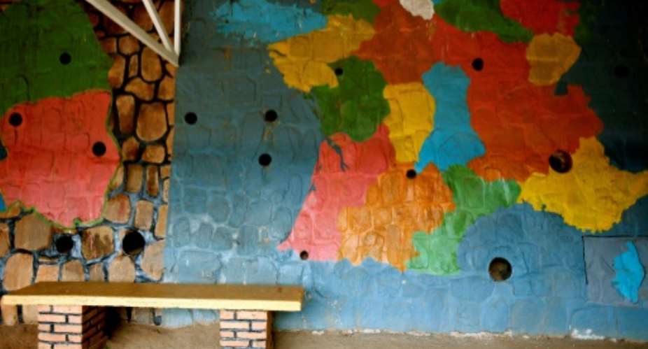 France and Rwanda once had close cultural ties, as this 2006 photo of a map in a Kigali school shows.  By JOSE CENDON AFP