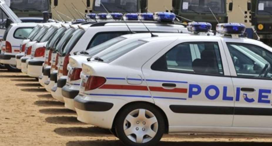 A view of new police vehicles offered by France to the Ivory Coast police force.  By Sia Kambou (AFP)