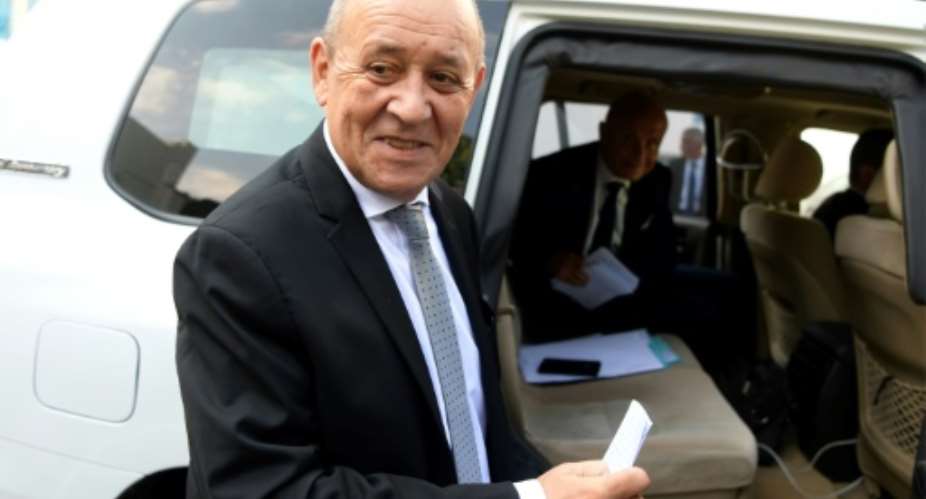 French Foreign Affairs Minister Jean-Yves Le Drian in Tunisia for talks on the Libyan conflict.  By FETHI BELAID AFP
