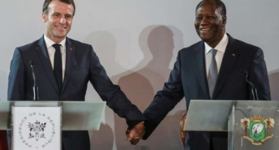 French President Emmanuel Macron accused Russia and Turkey of stoking anti-French sentiment in Africa.  By ludovic MARIN AFPFile