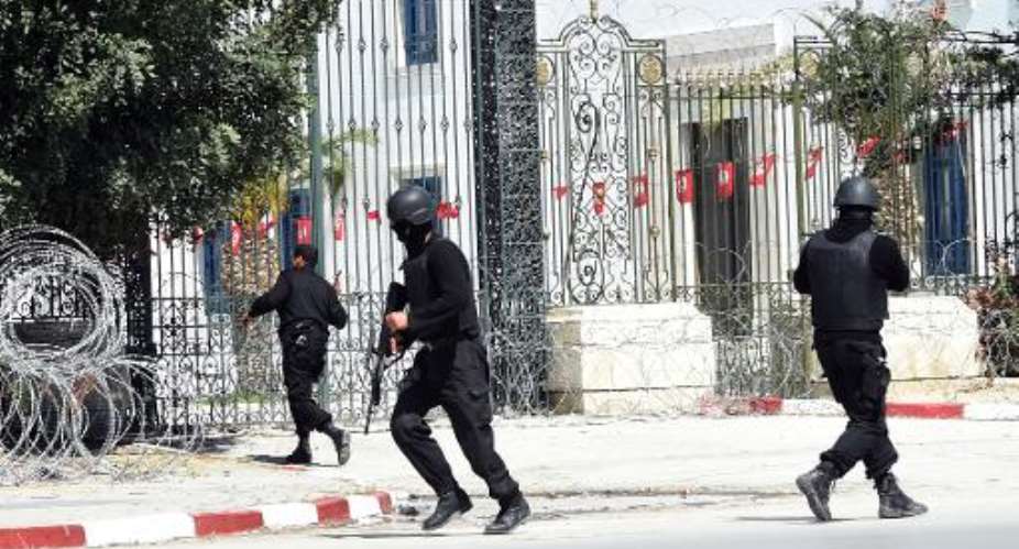 Tunisian security forces secure the area after gunmen attacked Tunis' famed Bardo Museum on March 18, 2015.  By Fethi Belaid AFPFile