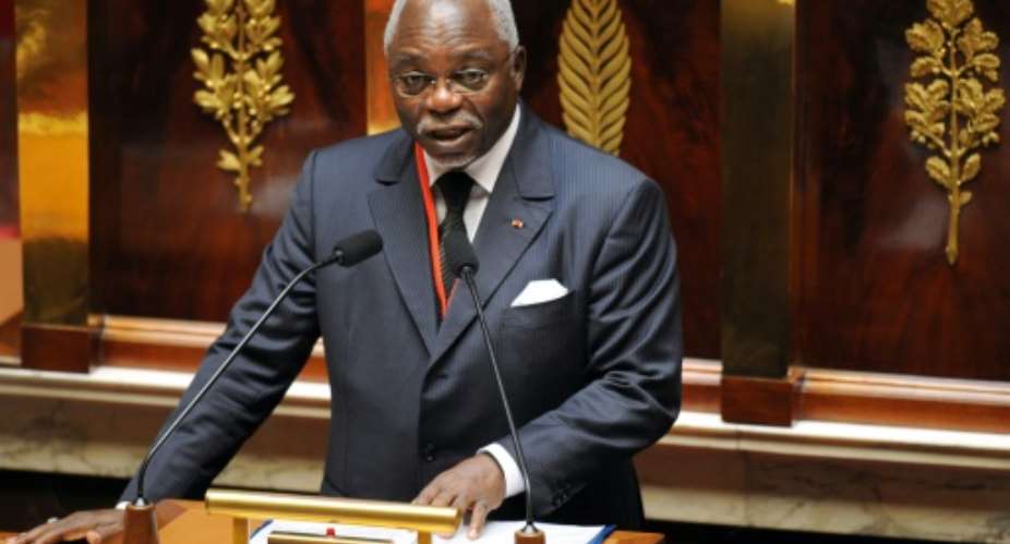 The President of the Gabonese National Assembly, Guy Nzouba-Ndama, delivering a speech on the opening day of the 35th session of the Parliamentary Association of La Francophonie in Paris on July 5, 2009.  By Boris Horvat (AFP/File)