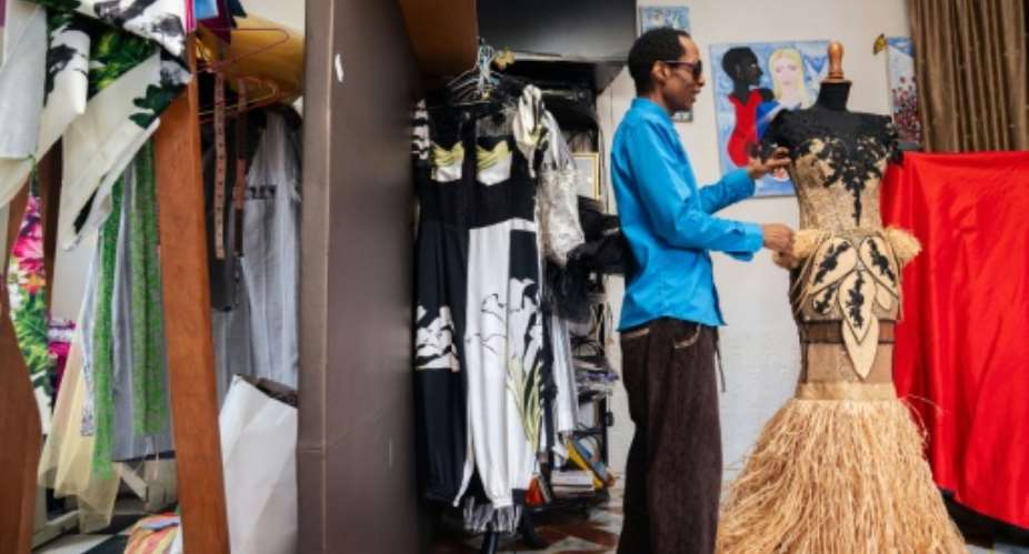 Gabonese fashion designer Chouchou Lazare picked up an achievement award in Paris at last weeks Fashion Annual Show.  By Nao Mukadi (AFP)