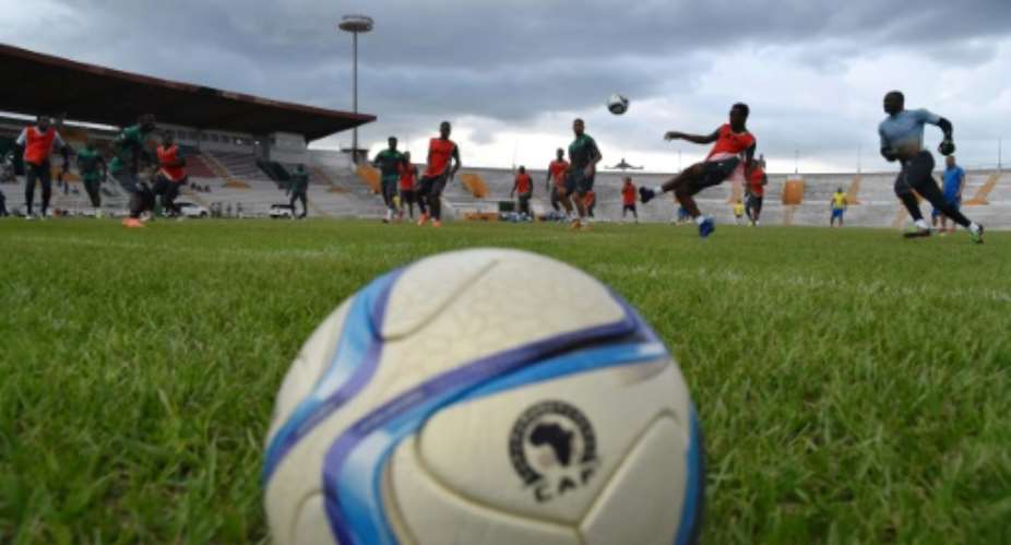 Gabon's national football team players take part in a training session at the stade de la paix in Bouake on June 3, 2016 on the eve of their 2017 African Cup of Nations football match between Ivory Coast and Gabon.  By Issouf Sanogo AFPFile