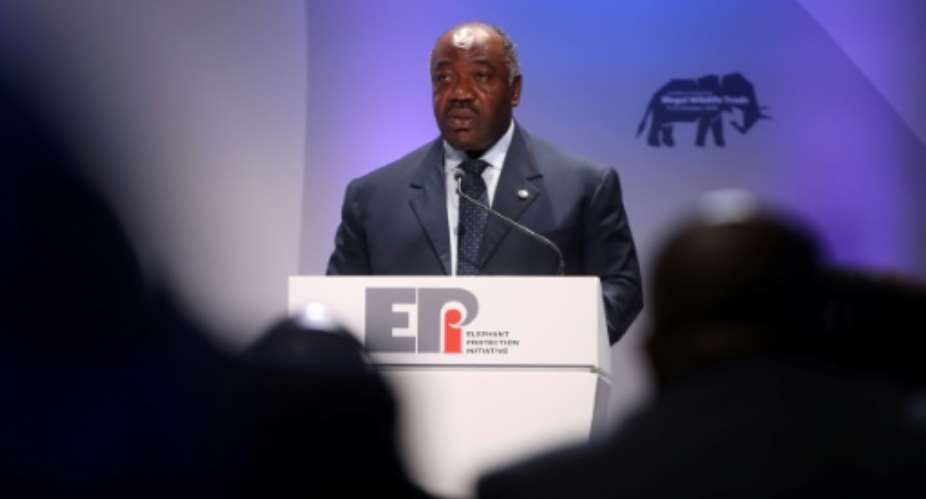 Gabon's President Ali Bongo Ondimba speaks at a London conference against the illegal trade in wildlife on October 11, 2018.  By Chris Jackson POOLAFPFile