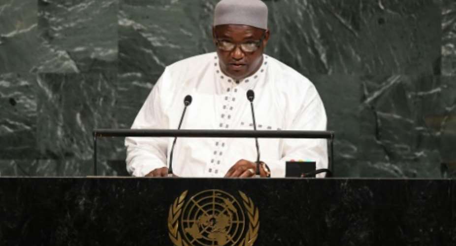 Gambia's President Adama Barrow signed a UN treaty on the abolition of capital punishment following his maiden speech at the world body's general assembly on September 19, 2017.  By Jewel SAMAD AFP