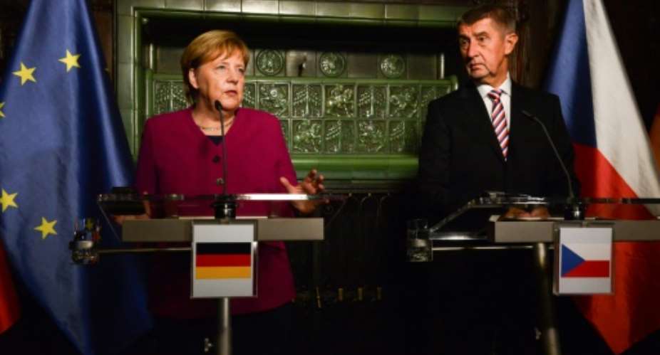 German Chancellor Angela Merkel held talks in Prague with Czech Prime Minister Andrej Babis, who has taken a tough line on immigration along with several other central European leaders.  By Michal Cizek AFP