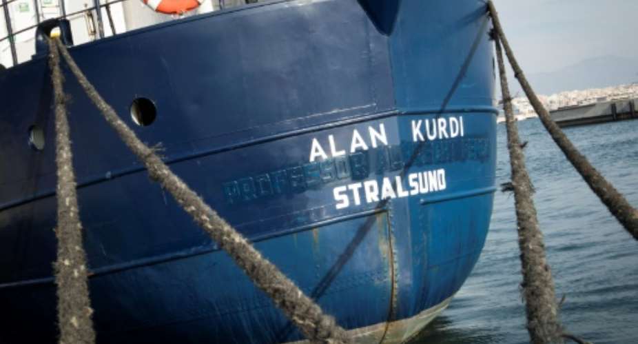German NGO Sea-Eye was able to get 90 migrants onboard its ship Alan Kurdi pictured February 2019 while under attack from militants.  By JAIME REINA AFPFile