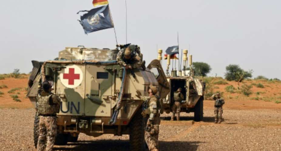German troops in Mali, where a night-time firefight with Malian allies left one soldier seriously wounded.  By SEYLLOU AFPFile