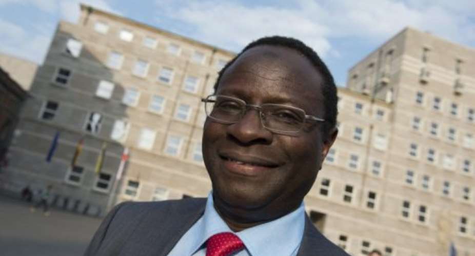 Senegalese-born lawmaker Karamba Diaby in Halle, eastern Germany, on May 6, 2013.  By John Macdougall AFPFile