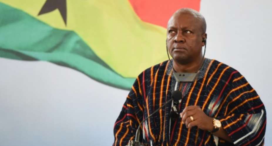 Ghana's President John Dramani Mahama pictured will be seeking a second, five-year term against Nana Akufo-Addo of the main opposition New Patriotic Party NPP in the general election.  By Sia Kambou AFPFile