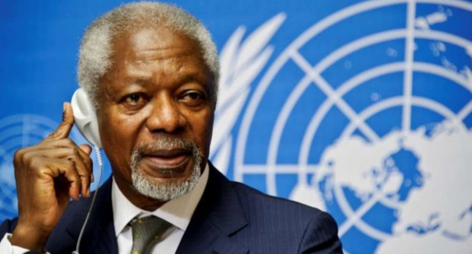 Ghanain president Nana Akufo-Addo has annoucned that former UN secretary general Kofi Annan, pictured June 2012, will receive a state funeral and burial in September 2018.  By SEBASTIEN BOZON AFPFile