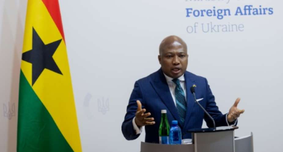 Ghanas Foreign Minister Samuel Okudzeto Ablakwa wants the release of two Ghanaian nationals captured fighting for Russia.  By Tetiana DZHAFAROVA (AFP)