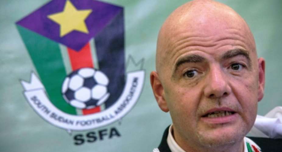 Gianni Infantino, pictured in Sudan in March 2016, is the president of FIFA, which has agreed to lift the football ban it imposed on Sudan after the government forcibly removed the elected president of the Sudan Football Association.  By ALBERT GONZALEZ FARRAN (AFP/File)