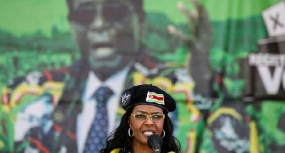 Grace Mugabe, pictured at a party youth rally on November 4 2017 -- one of her last public appearances before her husband's downfall.  By ZINYANGE AUNTONY AFP