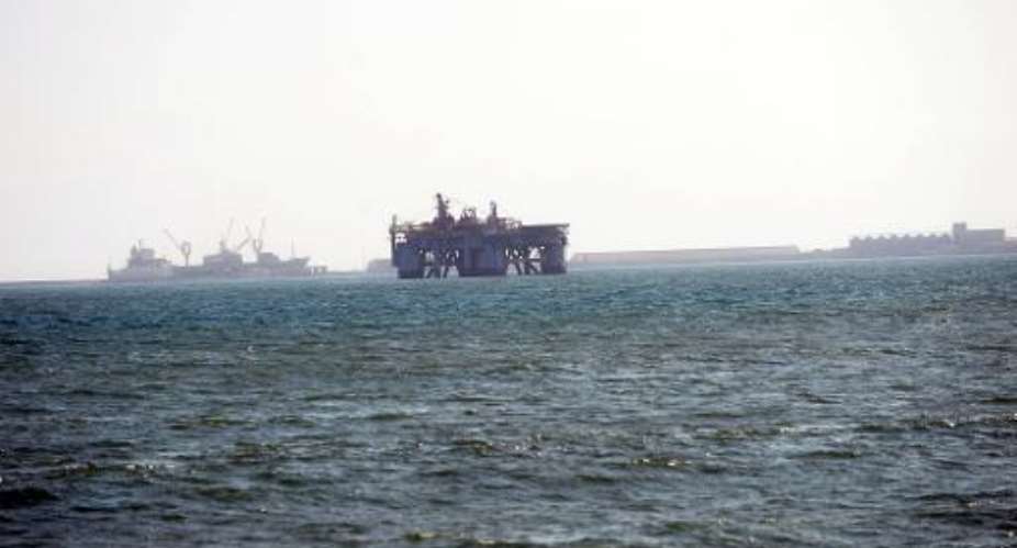 An oil rig in Sekondi waters, Ghana, is pictured on December 1, 2012.  By Pius Utomi Ekpei AFPFile