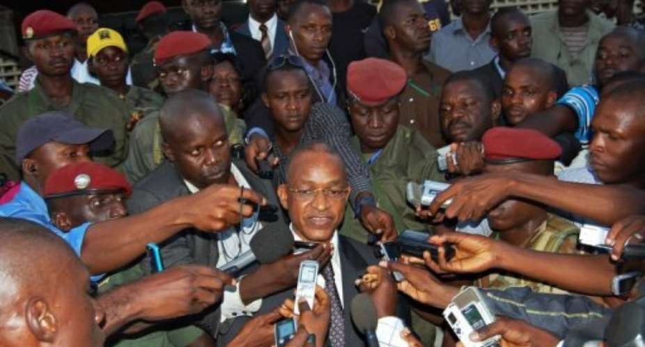 Cellou Dalein Diallo speaks to the press at the Republican Palace in Conakry, in 2011.  By Cellou Binali (AFP/File)
