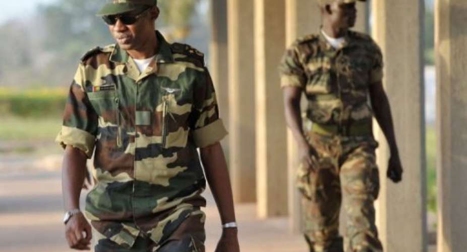 Gerneral Ibrahima Camara, commander-in-chief of Guinea-Bissaus airforce, pictured at the airport in Bissau on April 16.  By Seyllou (AFP)
