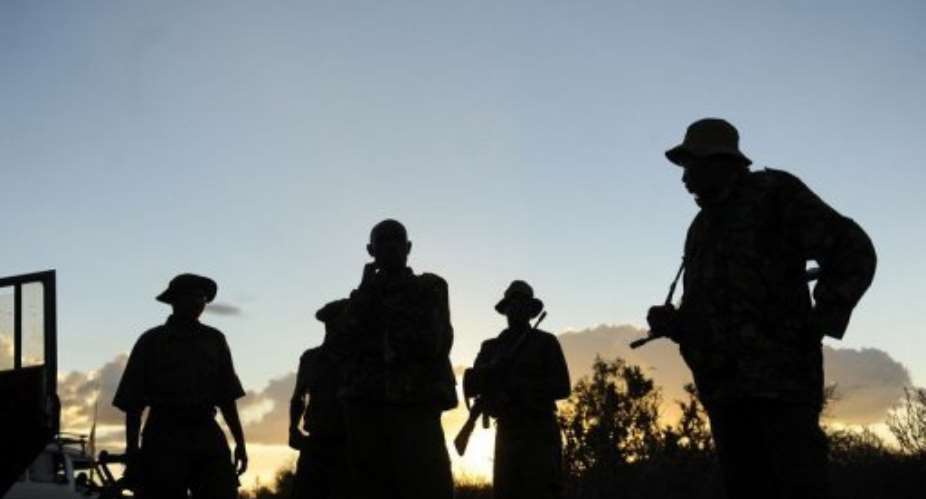 Kenyan security forces search on October 15, 2011 near Liboi, Kenya's border town with Somalia.  By Tony Karumba AFPFile