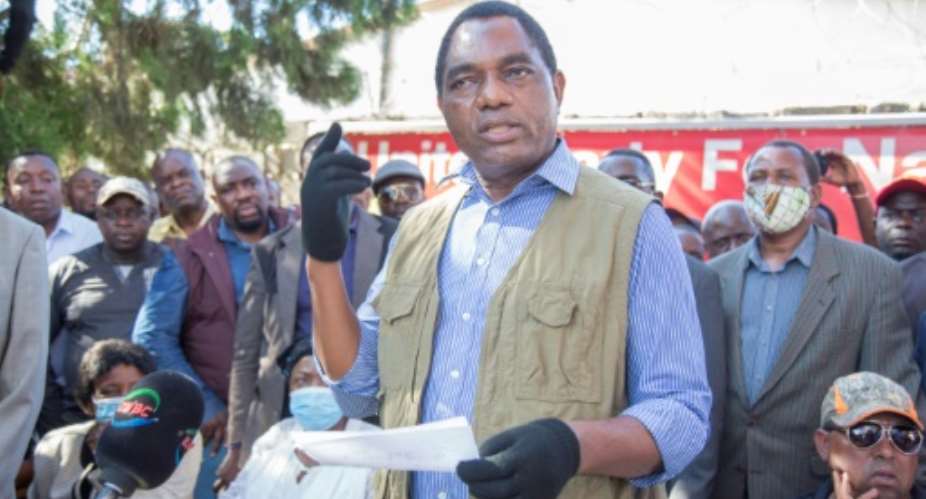 Hakainde Hichilema was jailed for four months after contesting the result of the 2016 presidential election.  By SALIM DAWOOD AFPFile