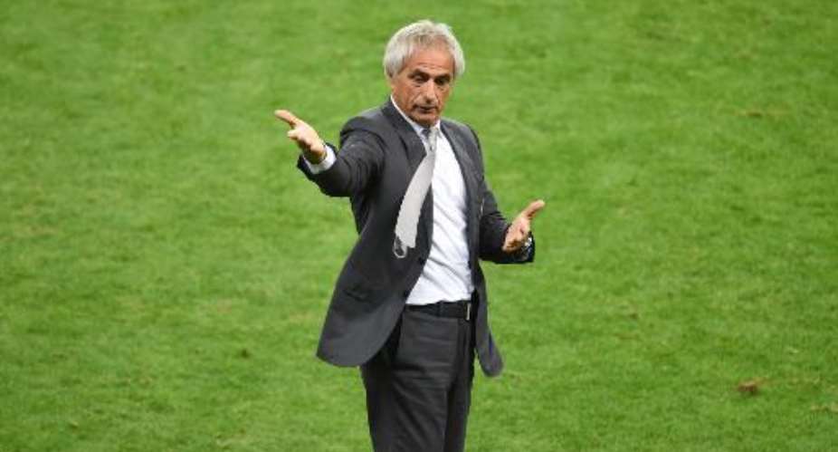 Algeria's Bosnian coach Vahid Halilhodzic gestures during the Round of 16 football match between Germany and Algeria at Beira-Rio Stadium in Porto Alegre during the 2014 FIFA World Cup on June 30, 2014.  By Christophe Simon AFPFile