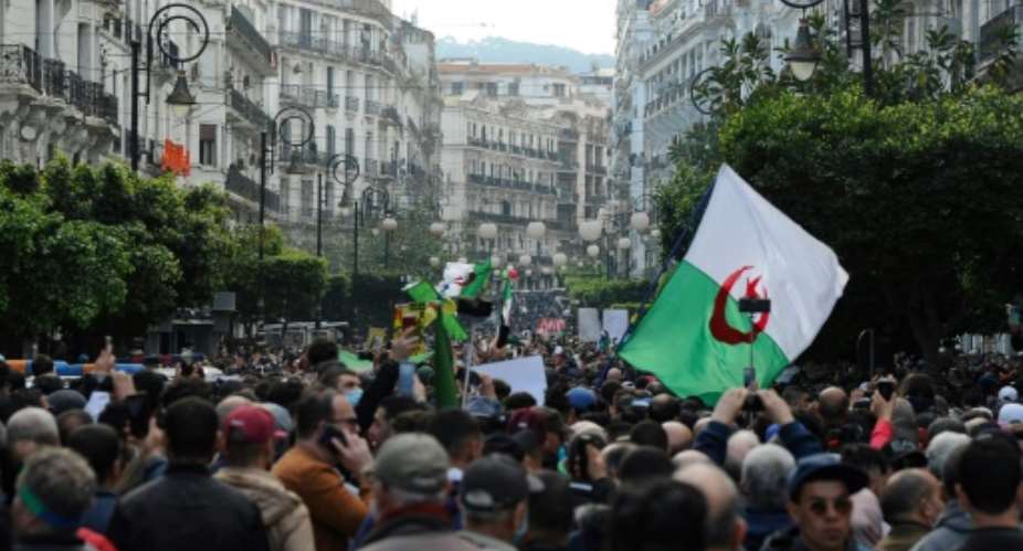 Hirak pro-democracy protests took place in the Algerian capital weekly from February 2019 until they were suspended over the coronavirus pandemic in March last year.  By - AFP