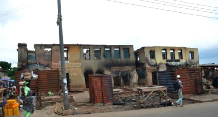 Homes and shops were torched in bloody clashes in March between Hausa and Yoruba people in Ile-Ife in southwest Nigeria that left 46 people dead and 100 injured, according to police.  By Bisi-Hotline ADEFISAYO AFP