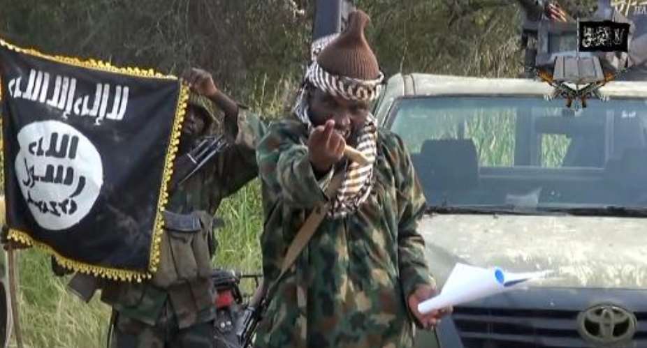 A screengrab taken on October 2, 2014 from a video released by the Nigerian Islamist extremist group Boko Haram shows Abubakar Shekau, the group's leader.  By  Boko HaramAFPFile