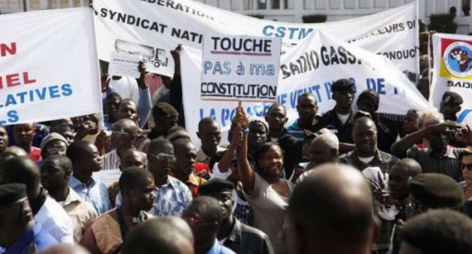 The protesters say the outgoing president should not be making constitutional changes.  By Habib Kouyate AFP