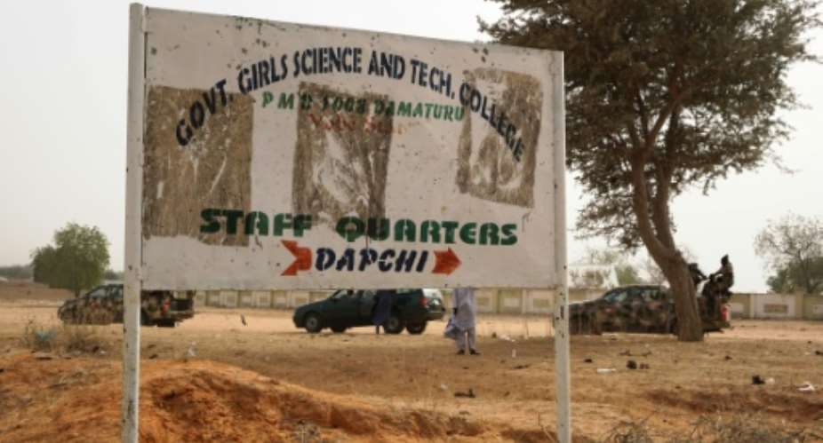 Hundreds of students at the Government Girls Science and Technical College in Dapchi, Nigeria, fled after the armed raid.  By AMINU ABUBAKAR AFPFile