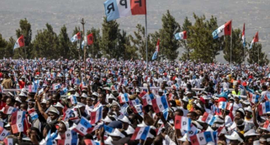 Hundreds of thousands of people flocked to the rally site in Gahanga in the south of the capital Kigali.  By LUIS TATO (AFP)