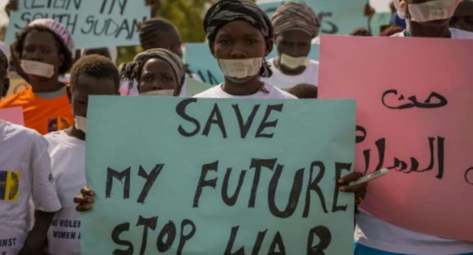 In the build up to Thursday's ceasefire agreement there have been numerous protests in Juba, South Sudan, calling for peace.  By STEFANIE GLINSKI AFPFile